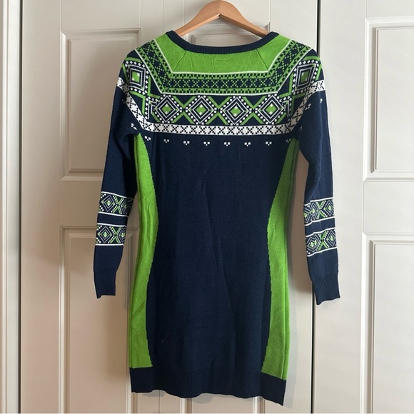 EUC Seattle Seahawks NFL green and blue sweater dress Size Small - Picture 2 of 6